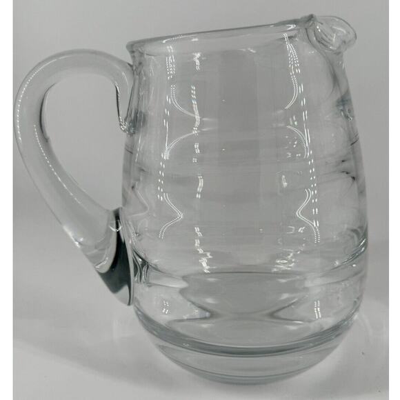 Pitcher Glass Bee Hive Ribbed Heavy Clear 7.5” T No-Spill Ice Glassware Party - Picture 1 of 13